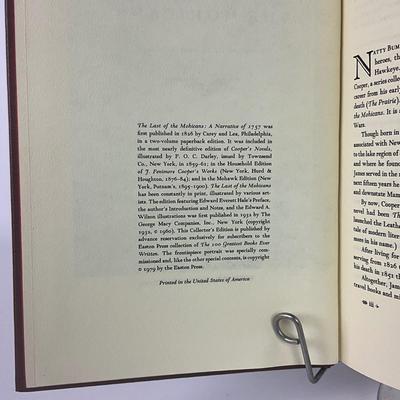 123 "The Last Of The Mohicans" by JAMES FENIMORE COOPER. 1979; The Easton Press "Collector's Edition"