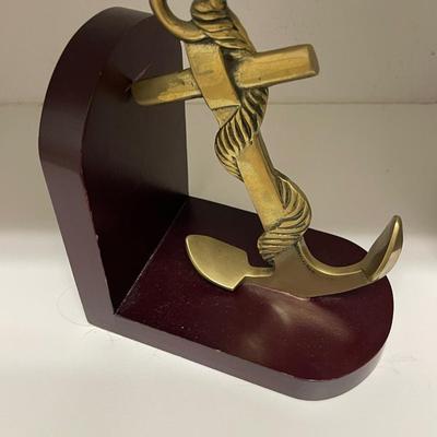 Two Brass Anchor and Rope Bookends
