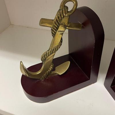 Two Brass Anchor and Rope Bookends