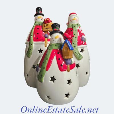Set of 3 Snowmen with LED