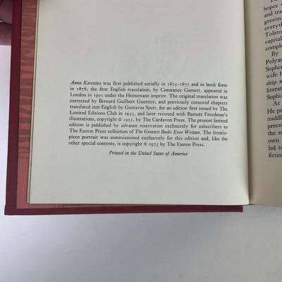129 "Anna Karenina' by LEO TOLSTOY. 1975; The Easton Press "Limited Edition"