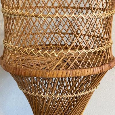 Vintage Bohemian Rattan Plant Stand