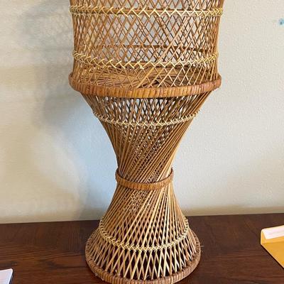 Vintage Bohemian Rattan Plant Stand