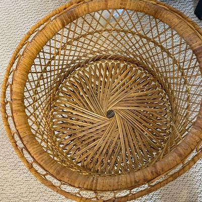 Vintage Bohemian Rattan Plant Stand