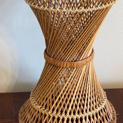 Vintage Bohemian Rattan Plant Stand