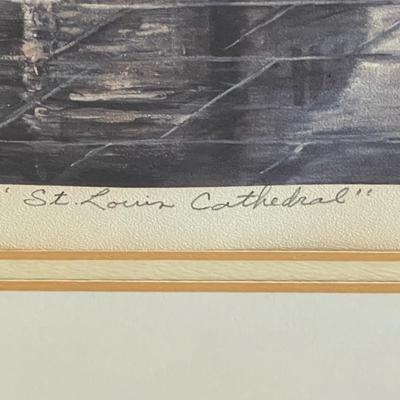 Signed Hussey Lithograph "St. Louis Cathedral"