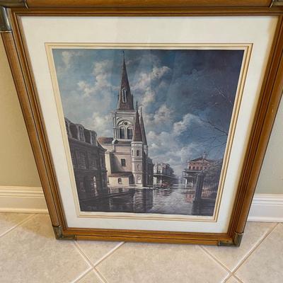 Signed Hussey Lithograph "St. Louis Cathedral"