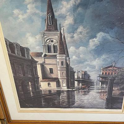 Signed Hussey Lithograph "St. Louis Cathedral"