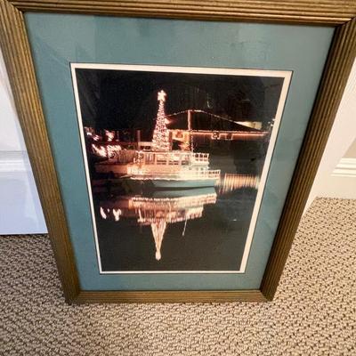 Nice Boat Reflection Picture in Gold Frame