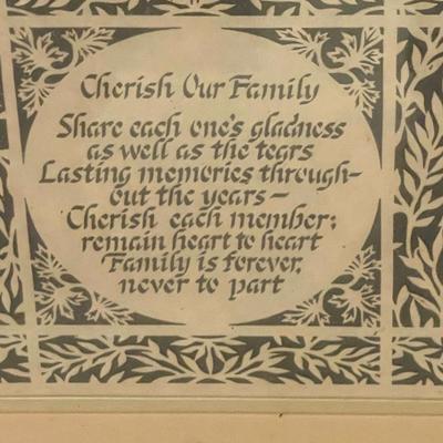 Framed "Cherish My Family" Picture