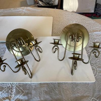 Two Lightweight Brass Wall Candle Sconces