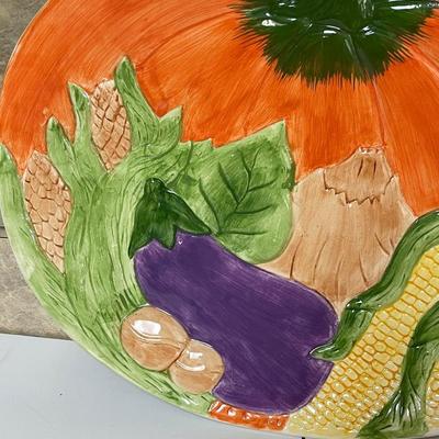 Vintage Festive Hand Painted Serving Platters