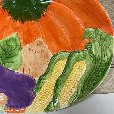 Vintage Festive Hand Painted Serving Platters