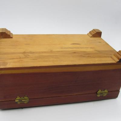 Vintage Mid Century Wooden Treasure Keepsake Hinged Box