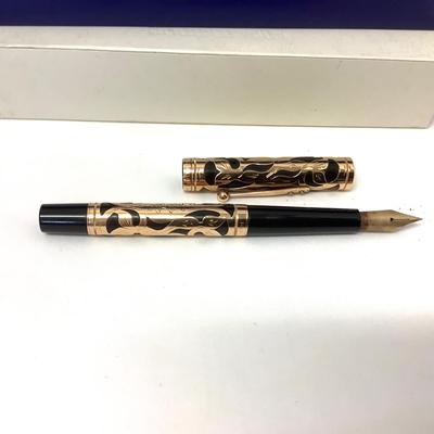 1109 Waterman Paris 514 Trefoil Fountain Pen Solid Gold Overlay