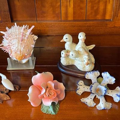 Seashell and Flower Figurine Lot