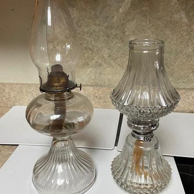 Two Vintage Hurricane Lamps