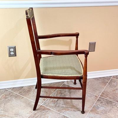Solid Wood Mahogany Upholstered Arm Chair