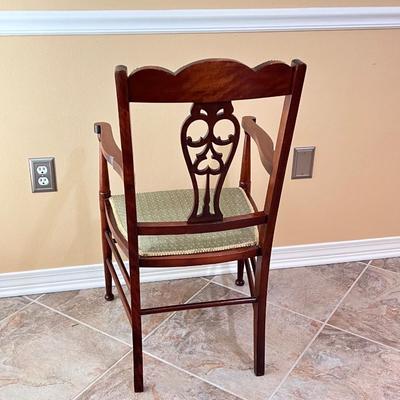 Solid Wood Mahogany Upholstered Arm Chair