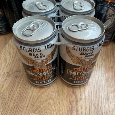 Empty Harley Davison Beer cans