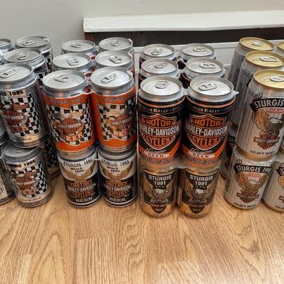 Empty Harley Davison Beer cans