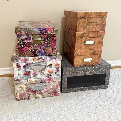 Seven (7) Beautiful Assorted Storage Boxes