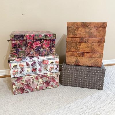Seven (7) Beautiful Assorted Storage Boxes