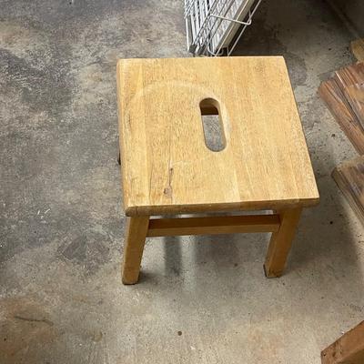 Small Wood Stool and Stand Up Electric Fan