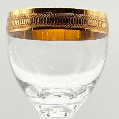 BOHEMIA GLASS ~ Set Of Six (6) Gold Trim Liqueur Glasses