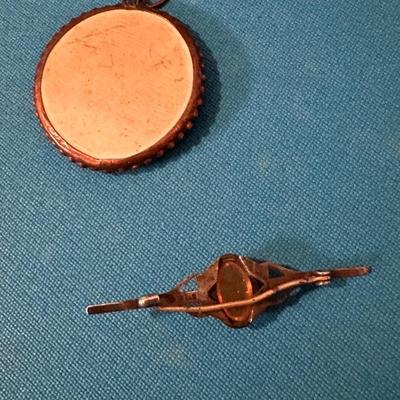 Vintage Sterling Brooch- China Pendant