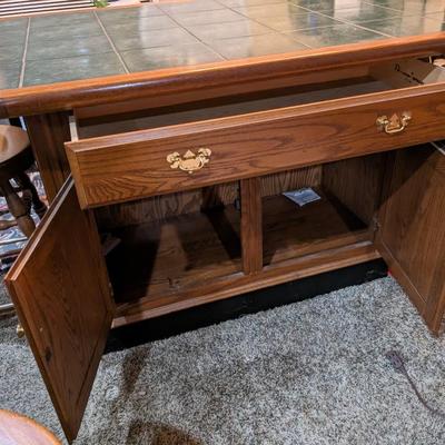 Dinaire Tile & Oak Top Bar/Game/Island w/ 4 Stools, 2 Captains Chairs