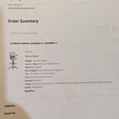 Herman Miller Aeron Stool, Like New