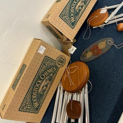 Lot 778 two Woodstock brand windchimes, one harmony, hollow, wind, chime, and ceramic refrigerator magnets