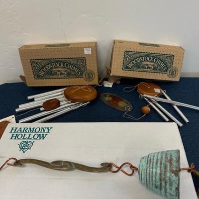 Lot 778 two Woodstock brand windchimes, one harmony, hollow, wind, chime, and ceramic refrigerator magnets