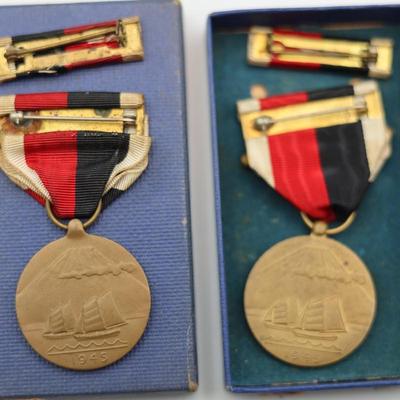 Collection of Boxed WWII Medals, Ribbons & Pins