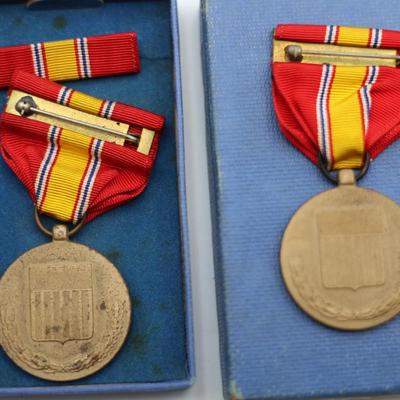 Collection of Boxed WWII Medals, Ribbons & Pins