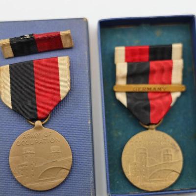 Collection of Boxed WWII Medals, Ribbons & Pins