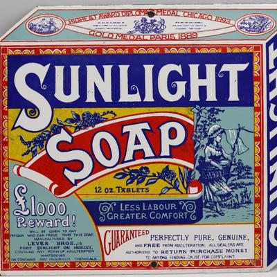 Sunlight Soap Enameled Porcelain Advertising Sign