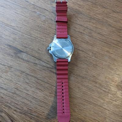 Victorinox I.N.O.X. Red Silicone Band w Date Window Men's Watch