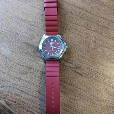 Victorinox I.N.O.X. Red Silicone Band w Date Window Men's Watch