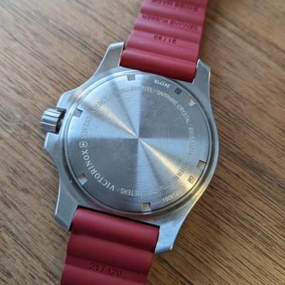 Victorinox I.N.O.X. Red Silicone Band w Date Window Men's Watch