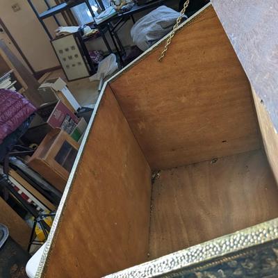 Vintage Embossed Brass Coal Box