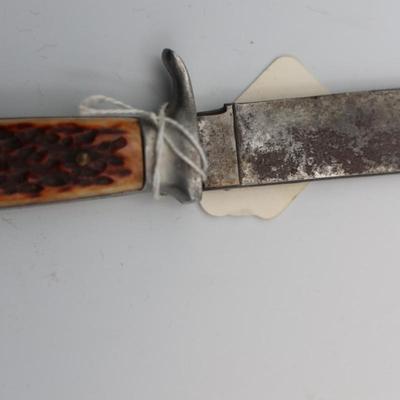 Vintage Bohlin Solingen Germany Lion Head Etched Stag Fixed Blade Hunting Knife