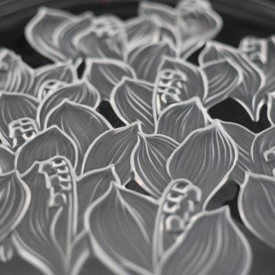 Vintage Frosted Etched Crystal Heavy Round Platter