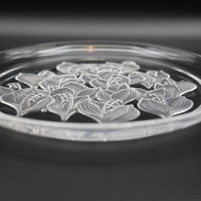 Vintage Frosted Etched Crystal Heavy Round Platter