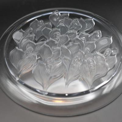 Vintage Frosted Etched Crystal Heavy Round Platter