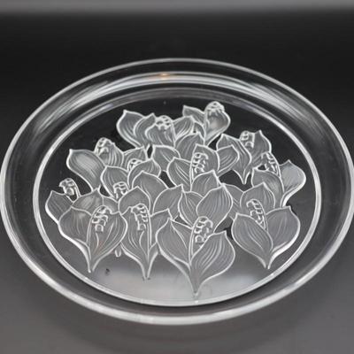 Vintage Frosted Etched Crystal Heavy Round Platter
