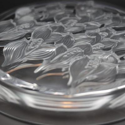 Vintage Frosted Etched Crystal Heavy Round Platter