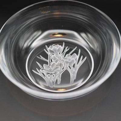 Mikasa Crystal Engraved Signed T. Yamamoto Serving Bowl
