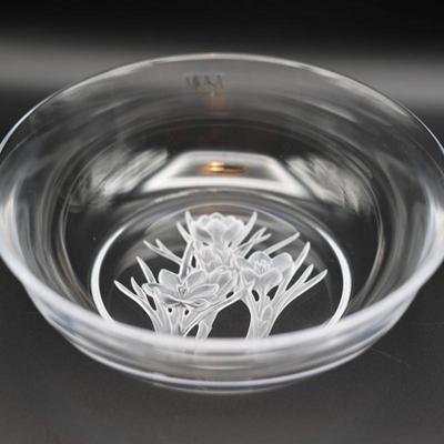 Mikasa Crystal Engraved Signed T. Yamamoto Serving Bowl